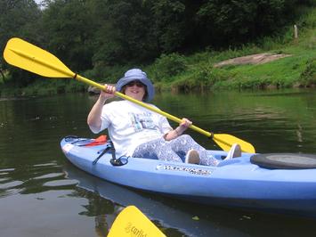Woman in a single kayak on the New River