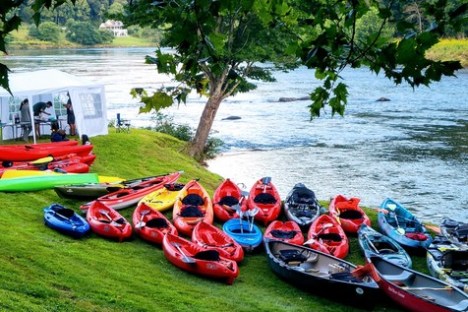a boat parked next to a body of water
